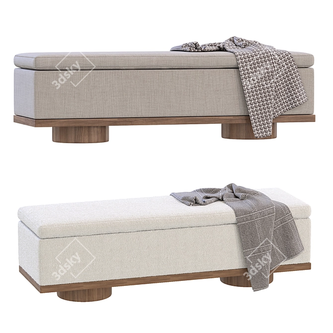 Upholstered Storage Bench with Box Trick 3D model image 3