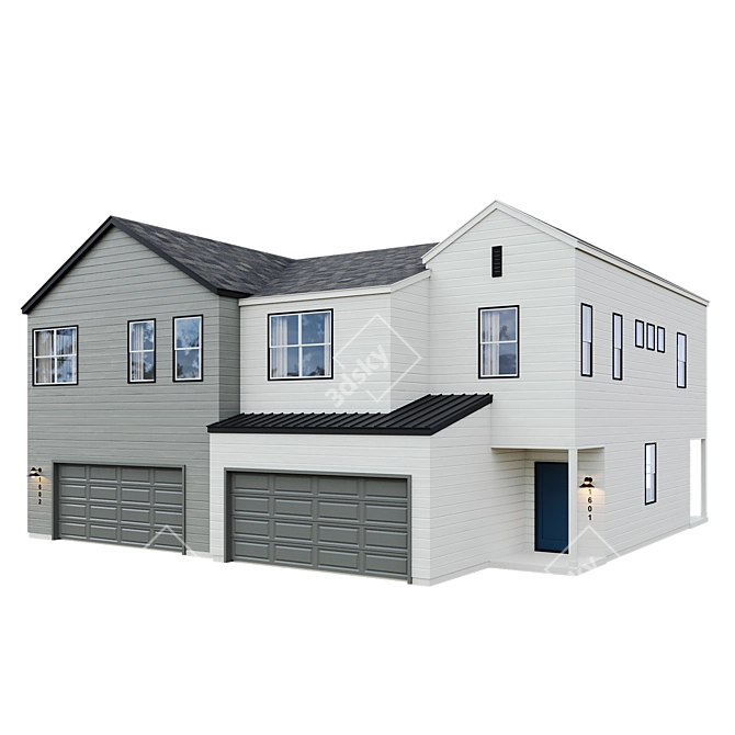 Low Poly American House 08 3D model image 2