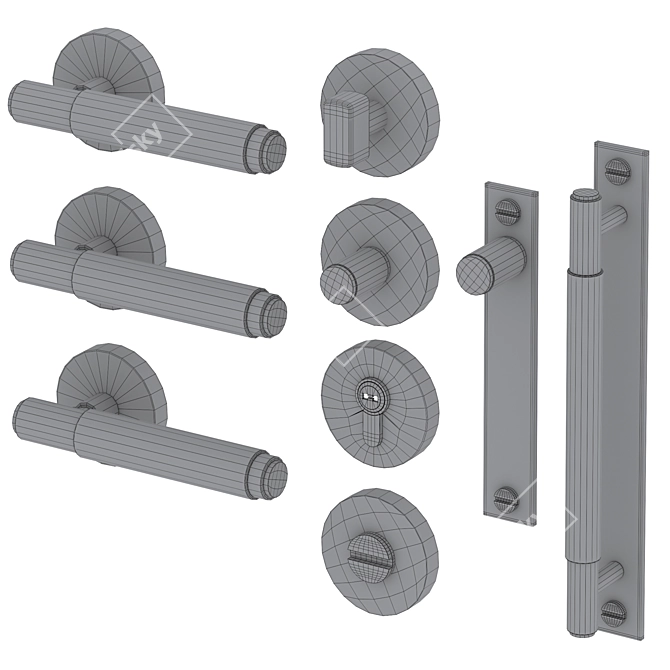 GOTHAM Brass Door Handle Set 3D model image 6