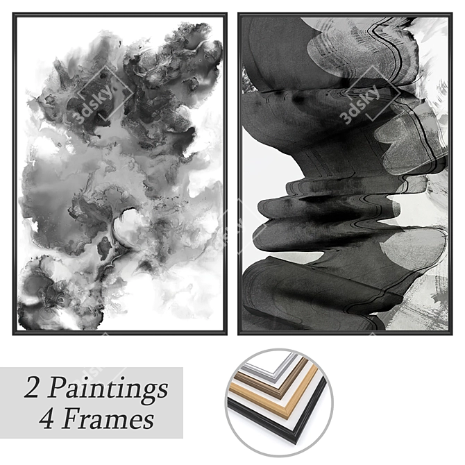 Modern Artwork Frame Set Bundle 3D model image 1