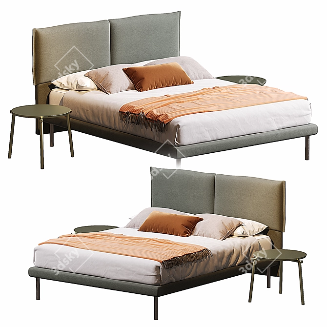 Luxurious Upholstered Iorca Bed 3D model image 1