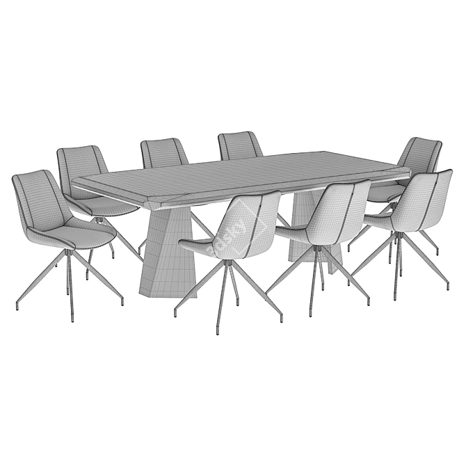 Modern Brown Dining Set with Table 3D model image 5