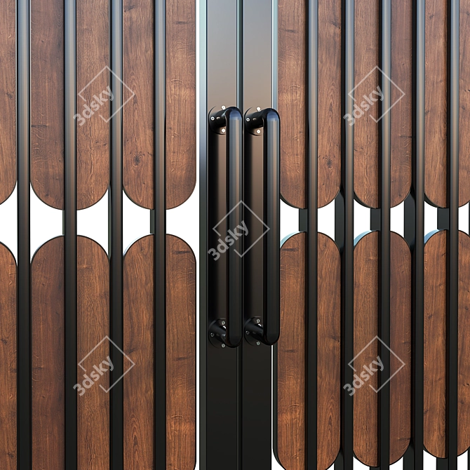 Rustic Wood Barn Door Screen 3D model image 3