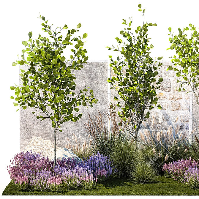 Landscape Plant Collection: Hazel, Lavender, Grass 3D model image 2