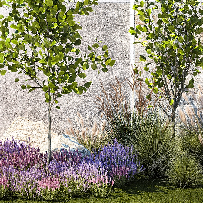 Landscape Plant Collection: Hazel, Lavender, Grass 3D model image 4