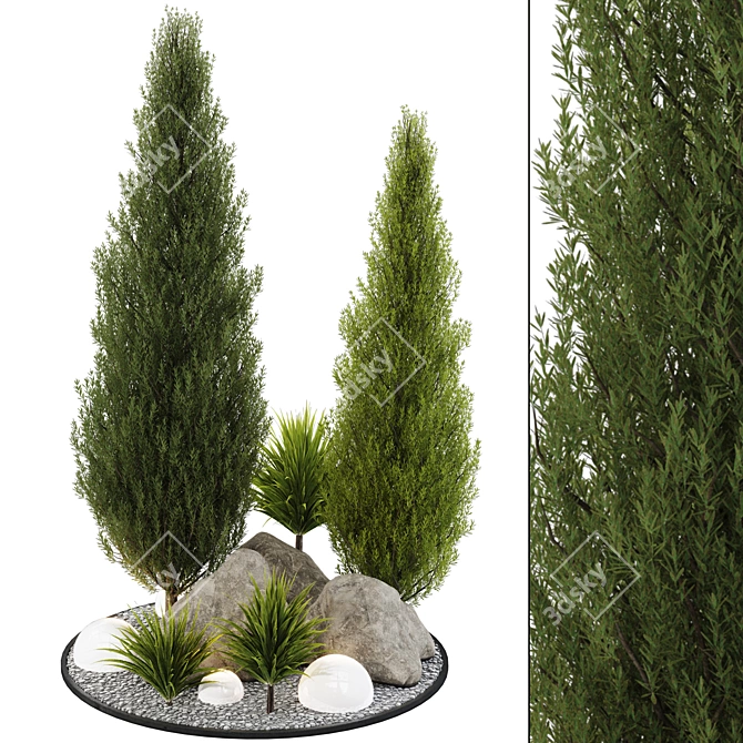 Landscaping Tree Bush OBJ Bundle 3D model image 1