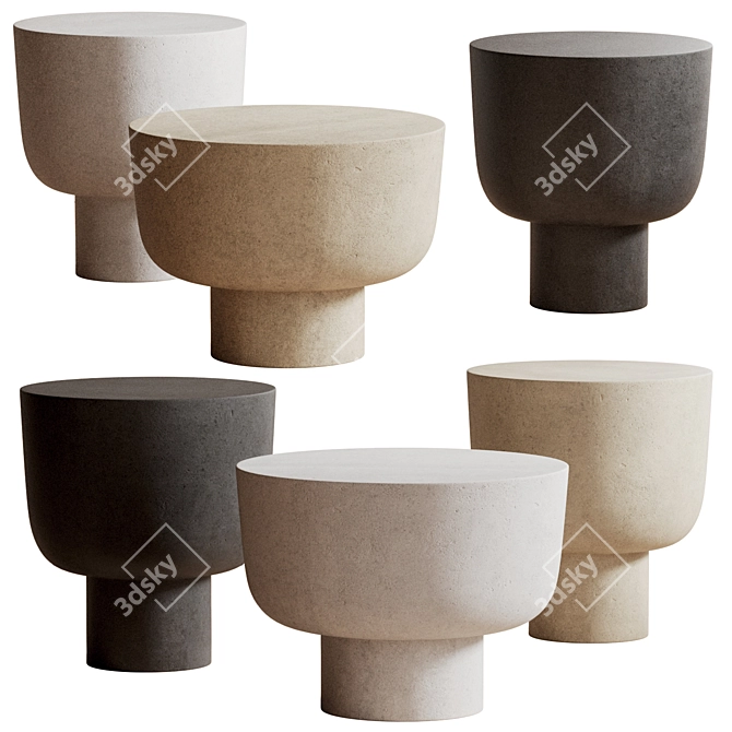 Modern Concrete Camilla Side Tables 3D model image 1