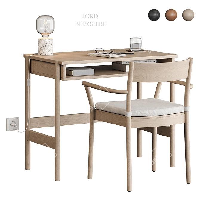 Modern Workspace Set with Chair 3D model image 2