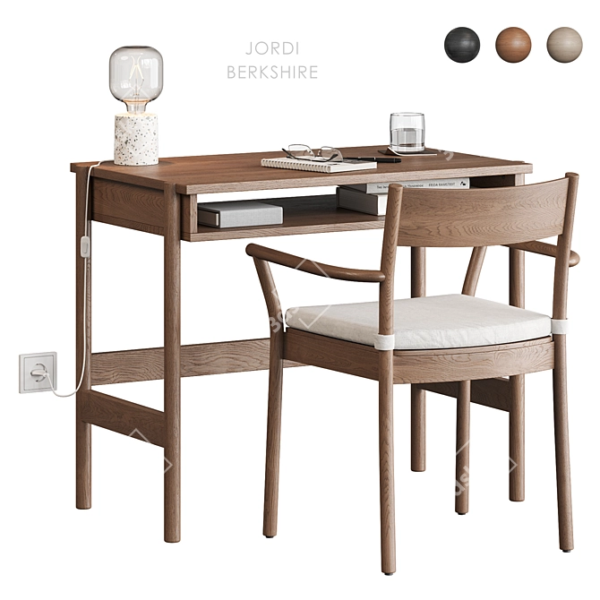 Modern Workspace Set with Chair 3D model image 3