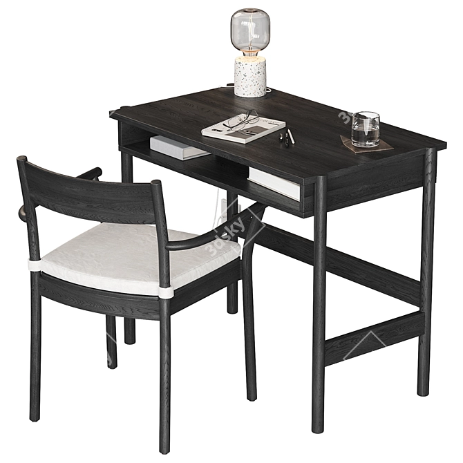 Modern Workspace Set with Chair 3D model image 4