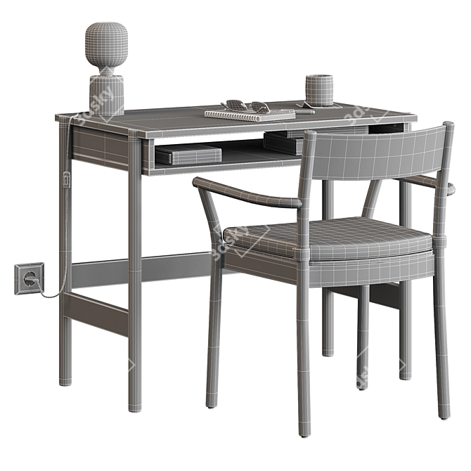 Modern Workspace Set with Chair 3D model image 5