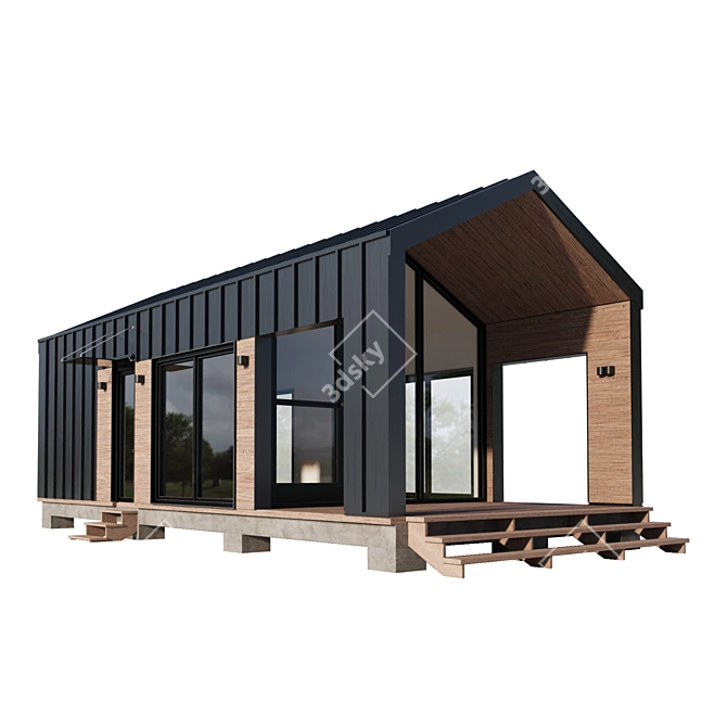 Sleek Container Home Model 3D model image 1