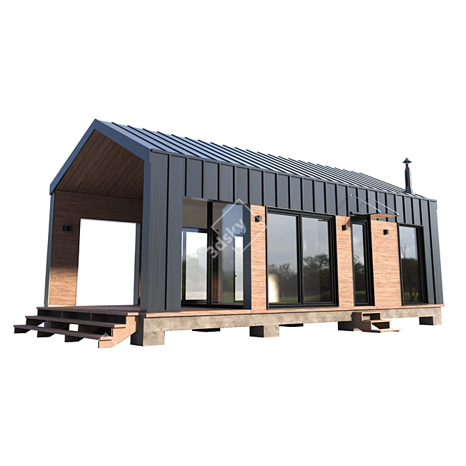 Sleek Container Home Model 3D model image 2