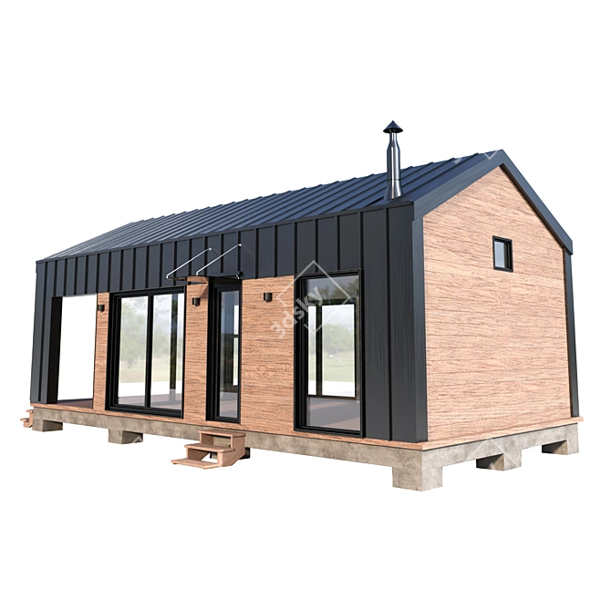 Sleek Container Home Model 3D model image 3