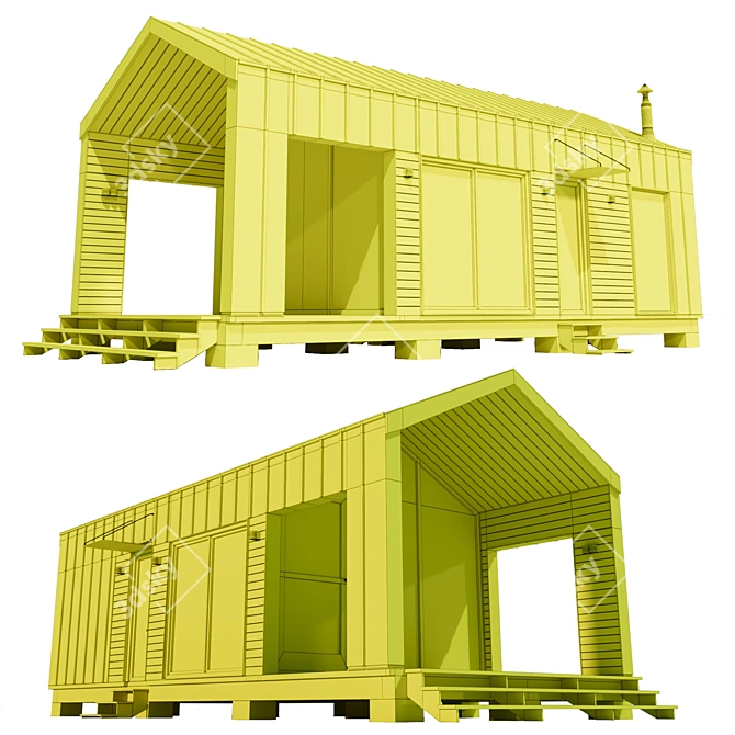 Sleek Container Home Model 3D model image 4