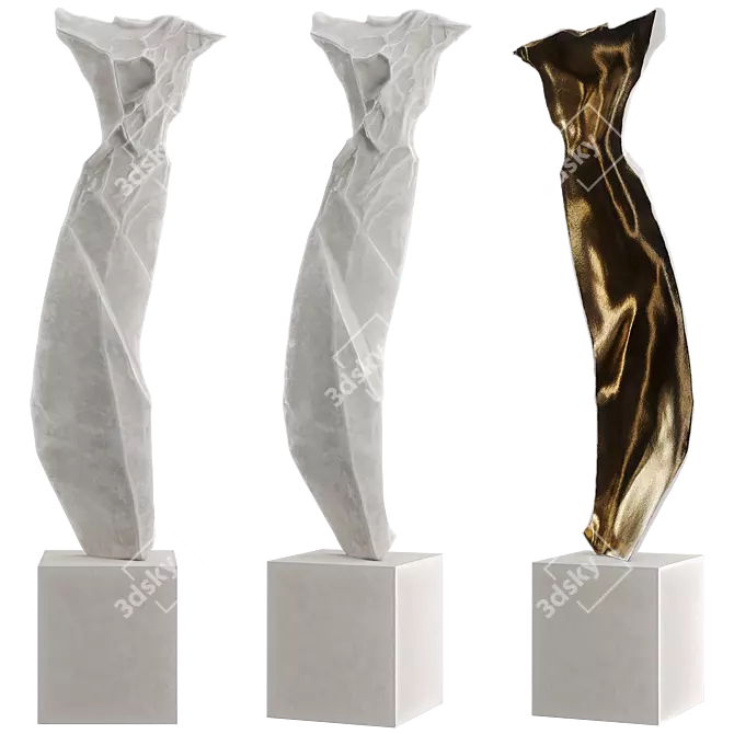 Abstract Stone & Metal Sculpture 3D model image 2