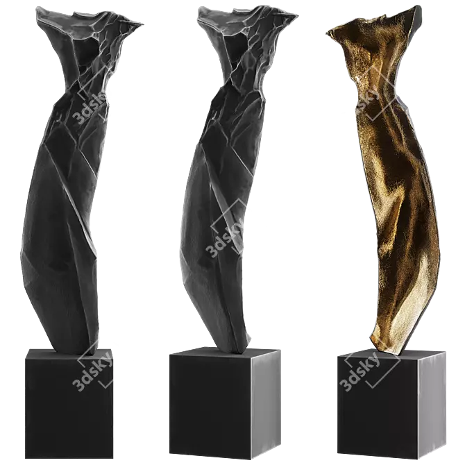 Abstract Stone & Metal Sculpture 3D model image 3