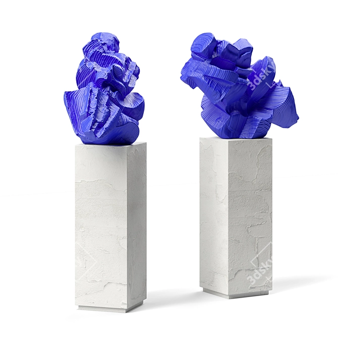 Modern Cubist Plaster Sculpture 3D model image 3