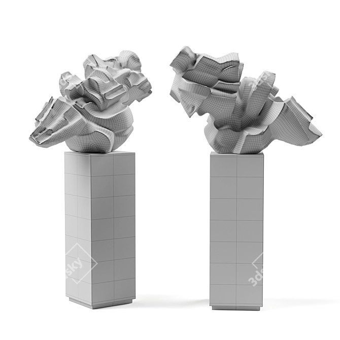 Modern Cubist Plaster Sculpture 3D model image 6