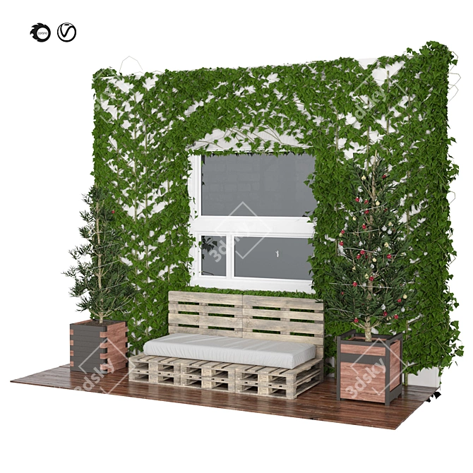 Cozy Ivy Balcony 3D Model 3D model image 1