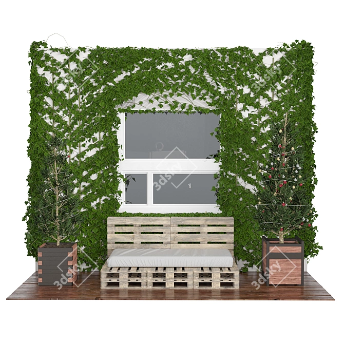 Cozy Ivy Balcony 3D Model 3D model image 4