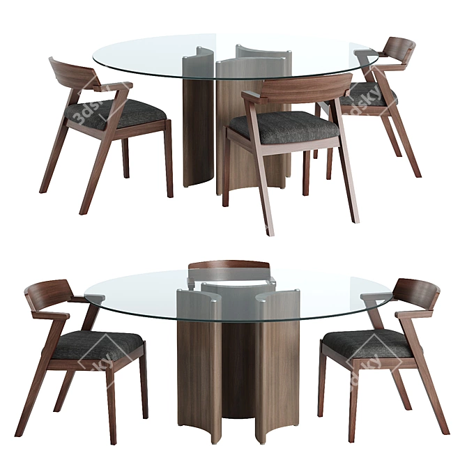 Modern Dining Set Alan Zola 3D model image 2