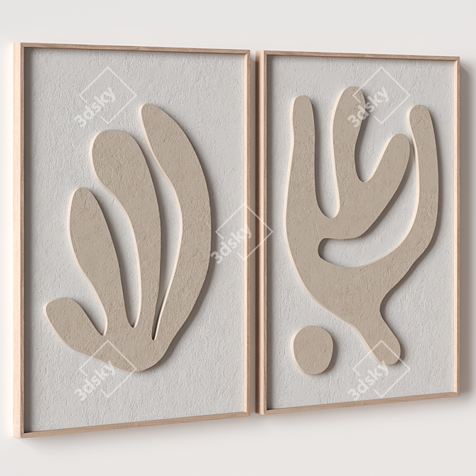 Stone Textured Relief Artwork in Frame 3D model image 4