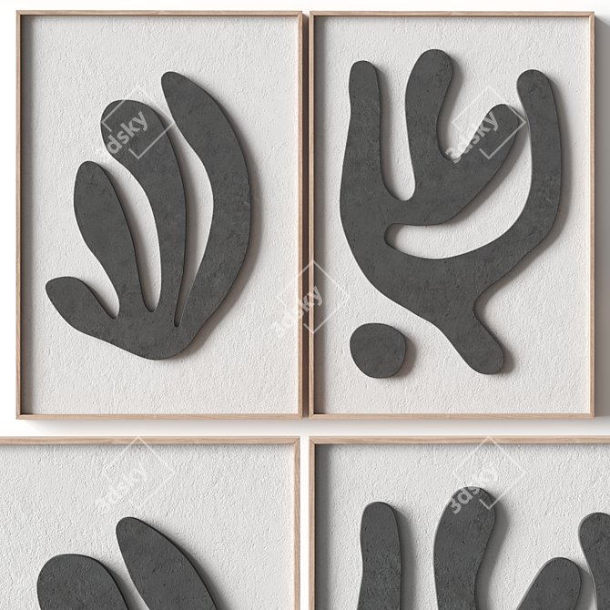 Stone Textured Relief Artwork in Frame 3D model image 9