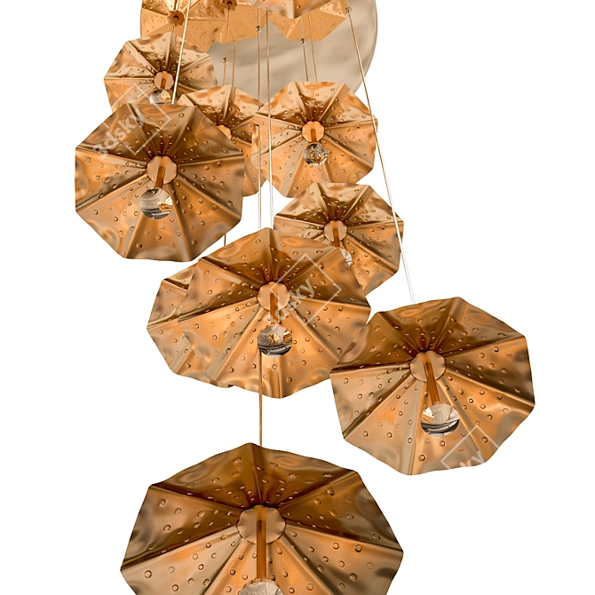 Elegant Lotus Leaf Chandelier 3D model image 2