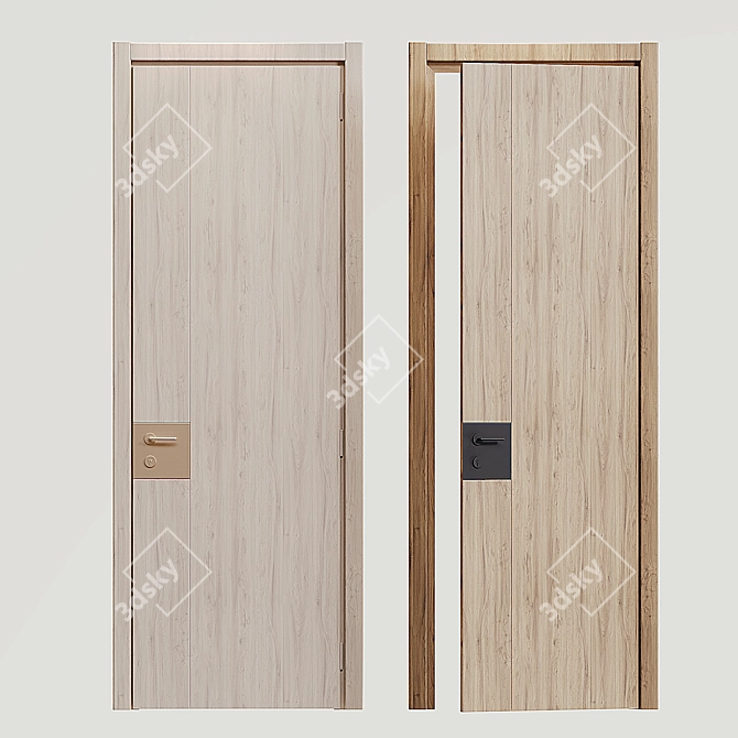 Modern Wood Fire Internal Door 3D model image 1