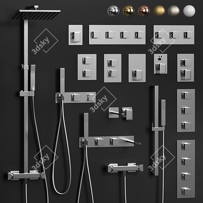 Cisal HI-RISE Wall Mounted Faucet Set 3D model image 2