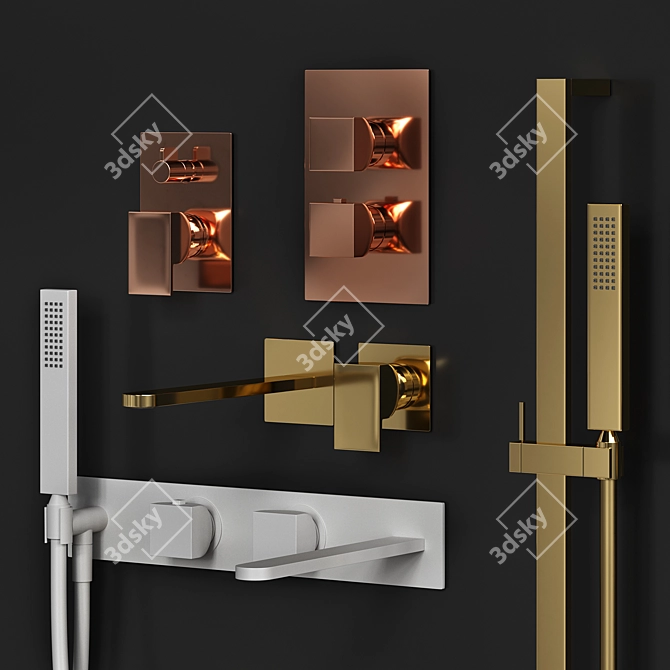 Cisal HI-RISE Wall Mounted Faucet Set 3D model image 4