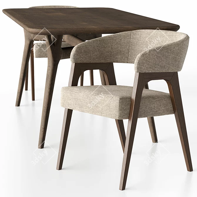 Customizable Bern Chair and Savannah Table 3D model image 1