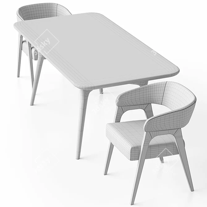 Customizable Bern Chair and Savannah Table 3D model image 7