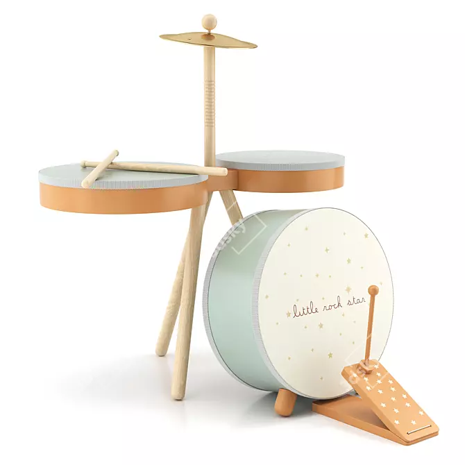 ZARA Wooden Drum Set 3D model image 1