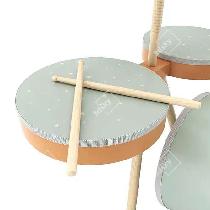 ZARA Wooden Drum Set 3D model image 7