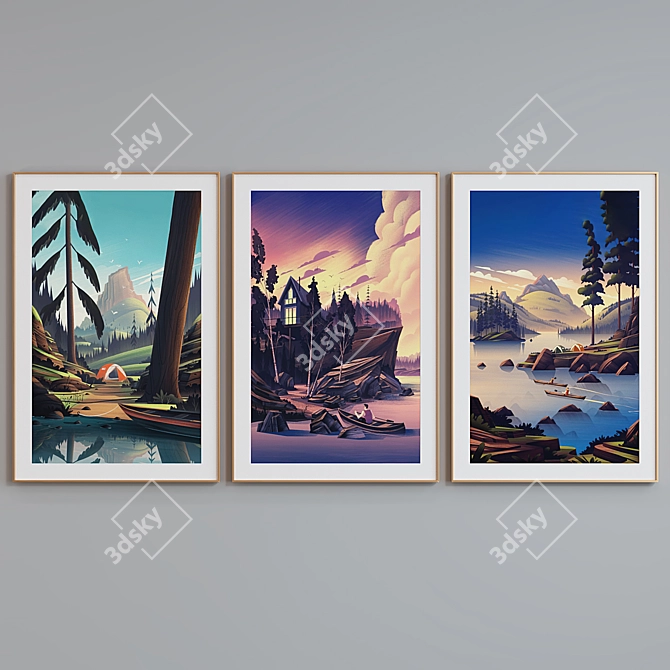 Modern Landscape Picture Frame Set 3D model image 4