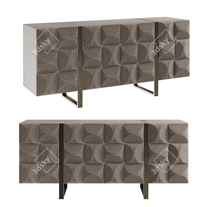 Bluff Finish Oak Entertainment Credenza 3D model image 1