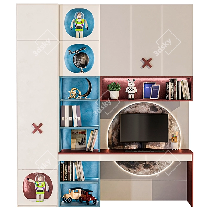  Toy Storage Cabinet with Workspace 3D model image 1