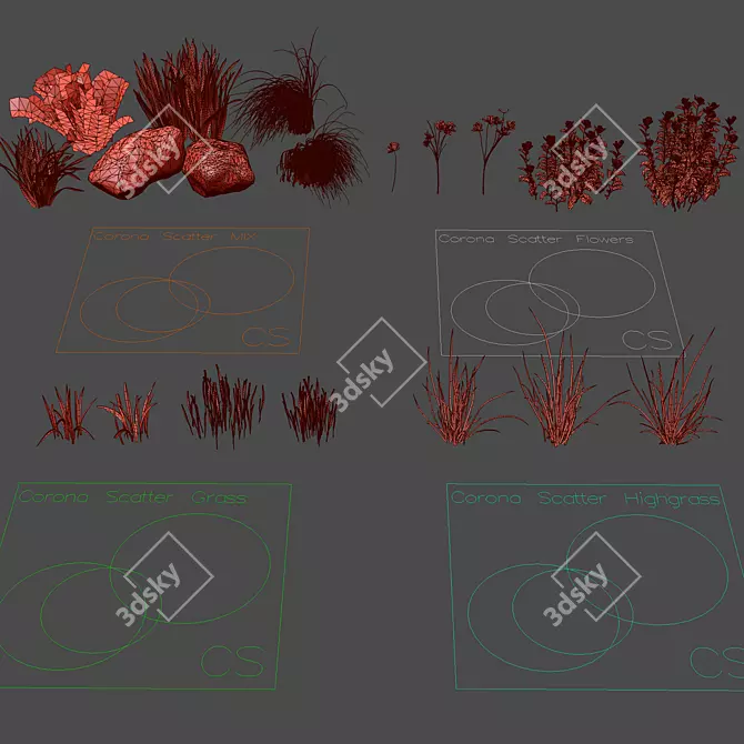 ChaosScatter Field Herbs Collection 3D model image 5