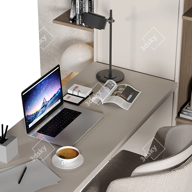 Modern Home Office Furniture Set 3D model image 3