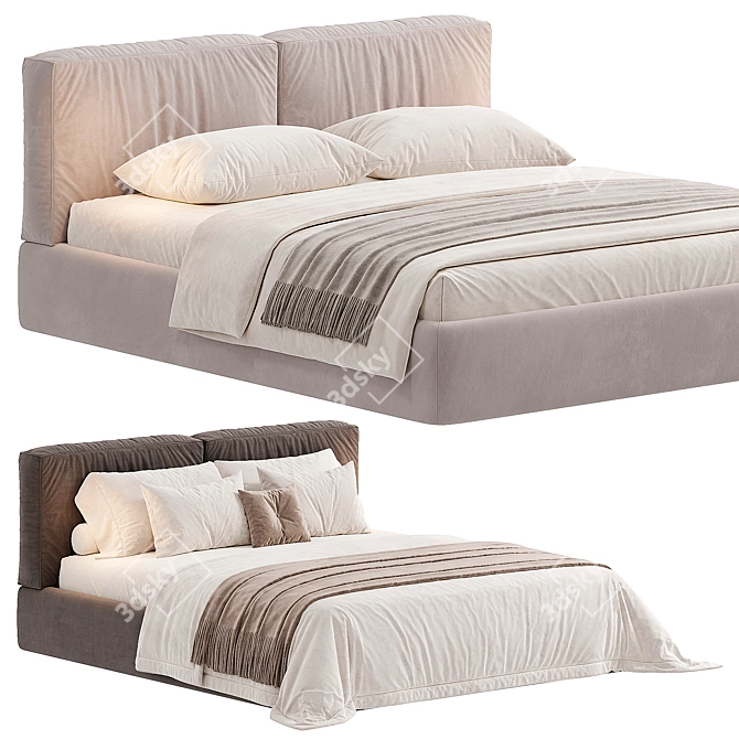 Modern Minimalist TOPO Bed 3D model image 1