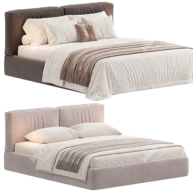 Modern Minimalist TOPO Bed 3D model image 2