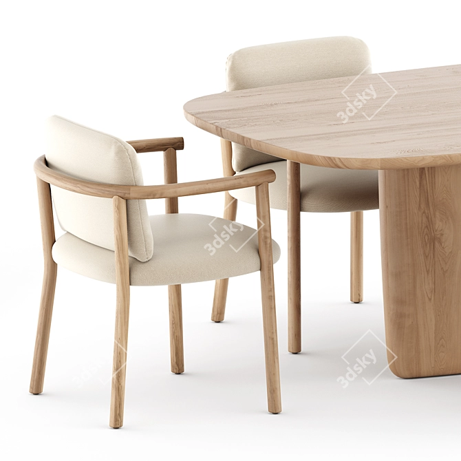 Modern Outdoor Set: Heri O Chairs & Tobi-Ishi Table 3D model image 2