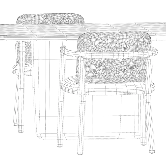 Modern Outdoor Set: Heri O Chairs & Tobi-Ishi Table 3D model image 5