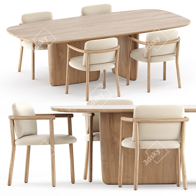 Modern Outdoor Set: Heri O Chairs & Tobi-Ishi Table 3D model image 6