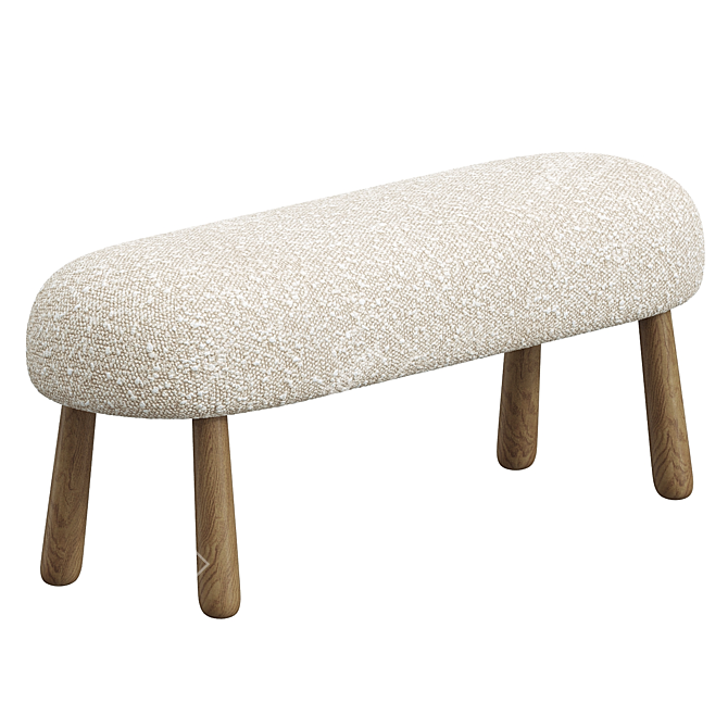 Cozy Lambswool & Walnut Bench 3D model image 2