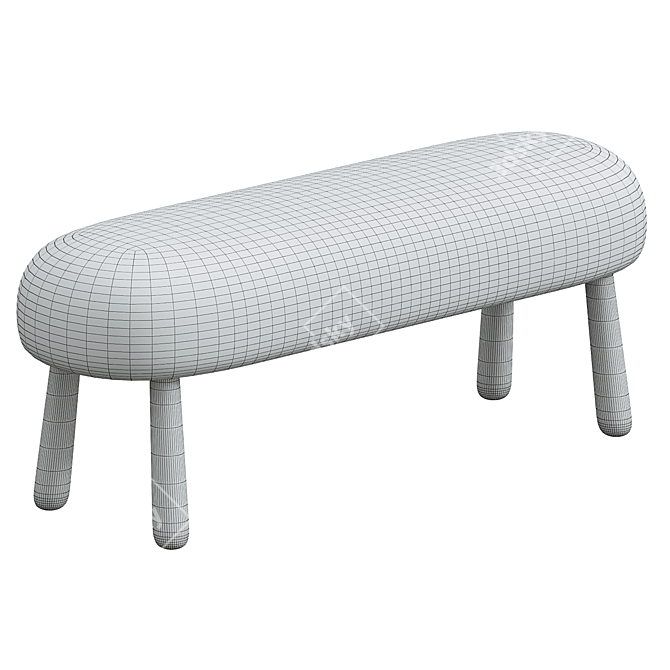 Cozy Lambswool & Walnut Bench 3D model image 3