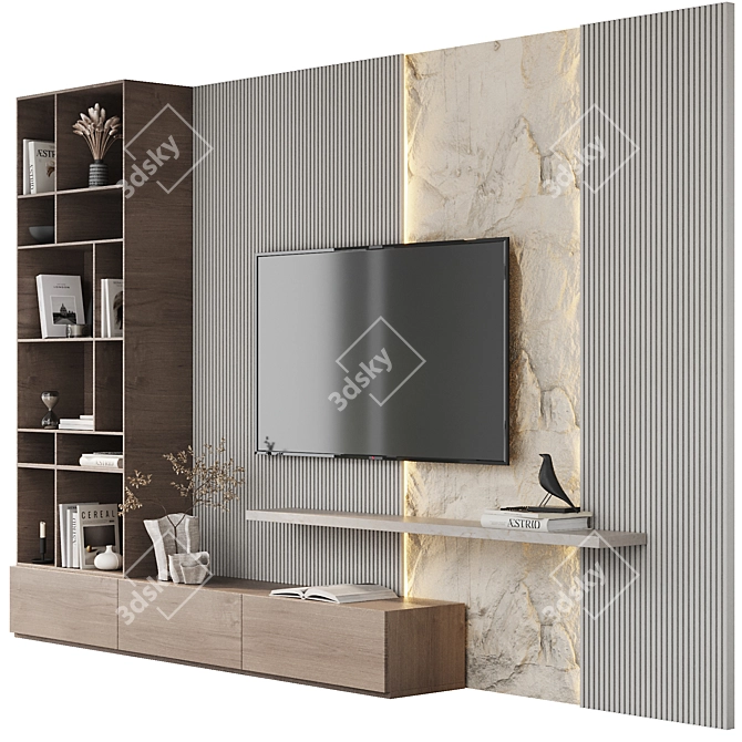 Modern TV Wall Decor Set 3D model image 1