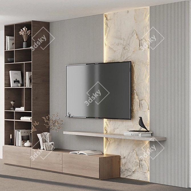 Modern TV Wall Decor Set 3D model image 2